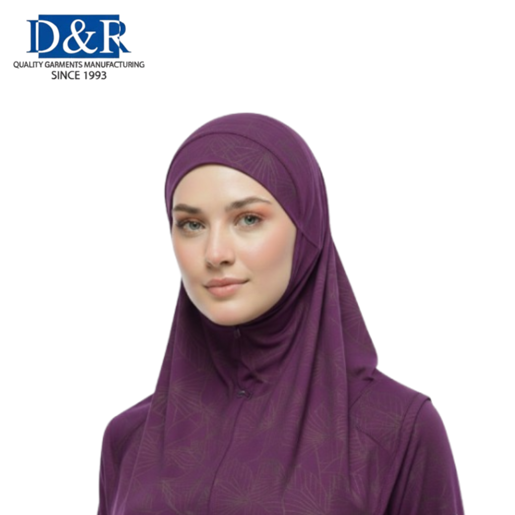 Malaysian OEM Top Seller Water-Resistant Quick Dry Beaded Spandex Casual Sports Hijab Muslim Women Swimming Fitness Solid All