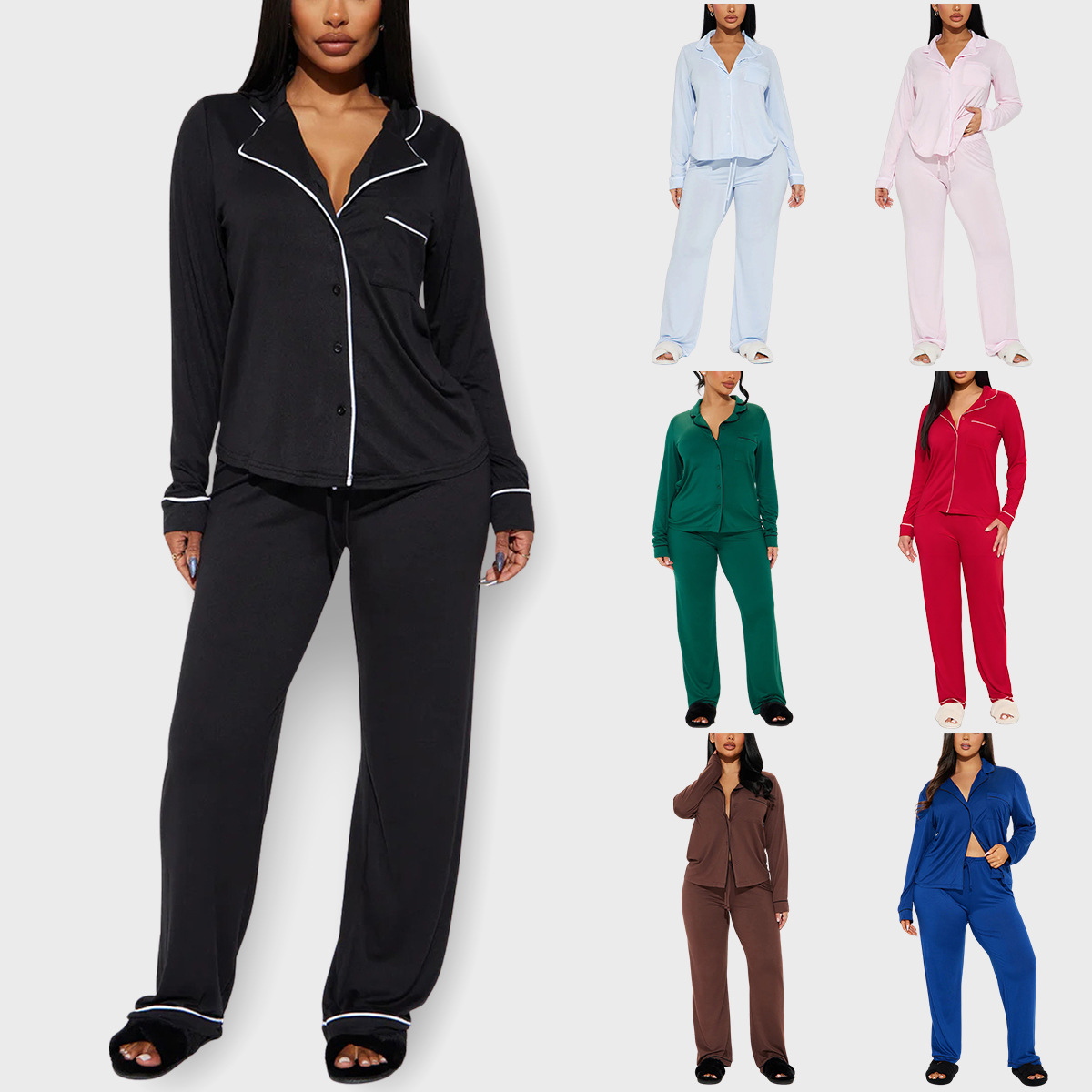Women Pajamas Hot Sale Soft Women's Knitted Pajamas Lounge Sets Nightwear Sleepwear Home Wear Women Sleepwear 2 Pieces Sets