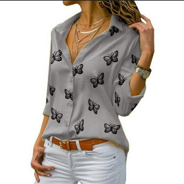 Women's Slim Fit Casual Long Sleeve Chiffon Blouse Back View