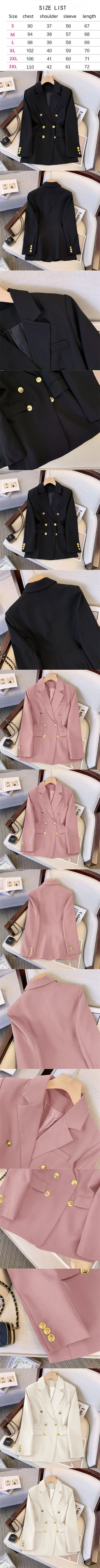 Office Lady Business Trendsetter Breasted Trim Suit Tops Detail 1