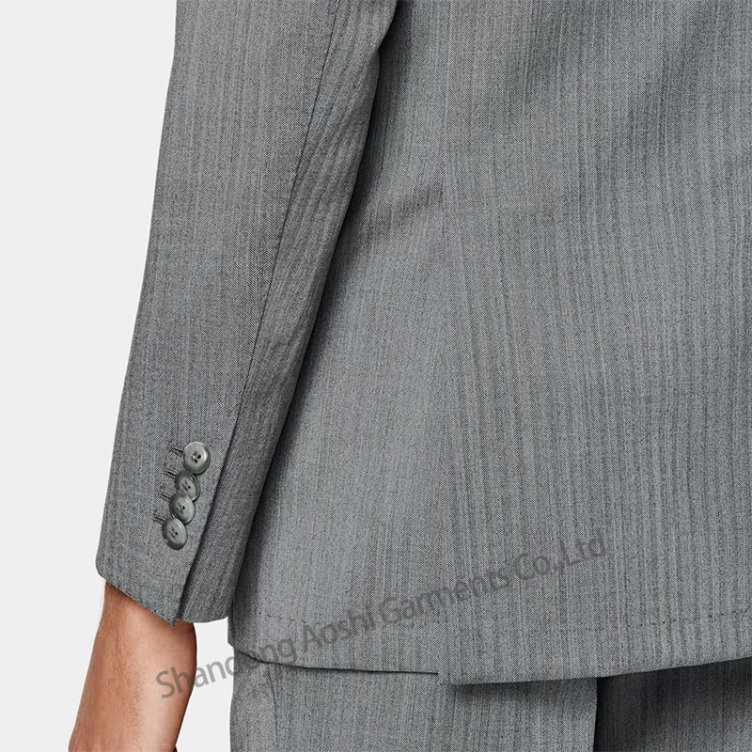 Tailored Men's Hip Lapel Collar Striped Fabric Suit Half Lining Business Casual Apparel