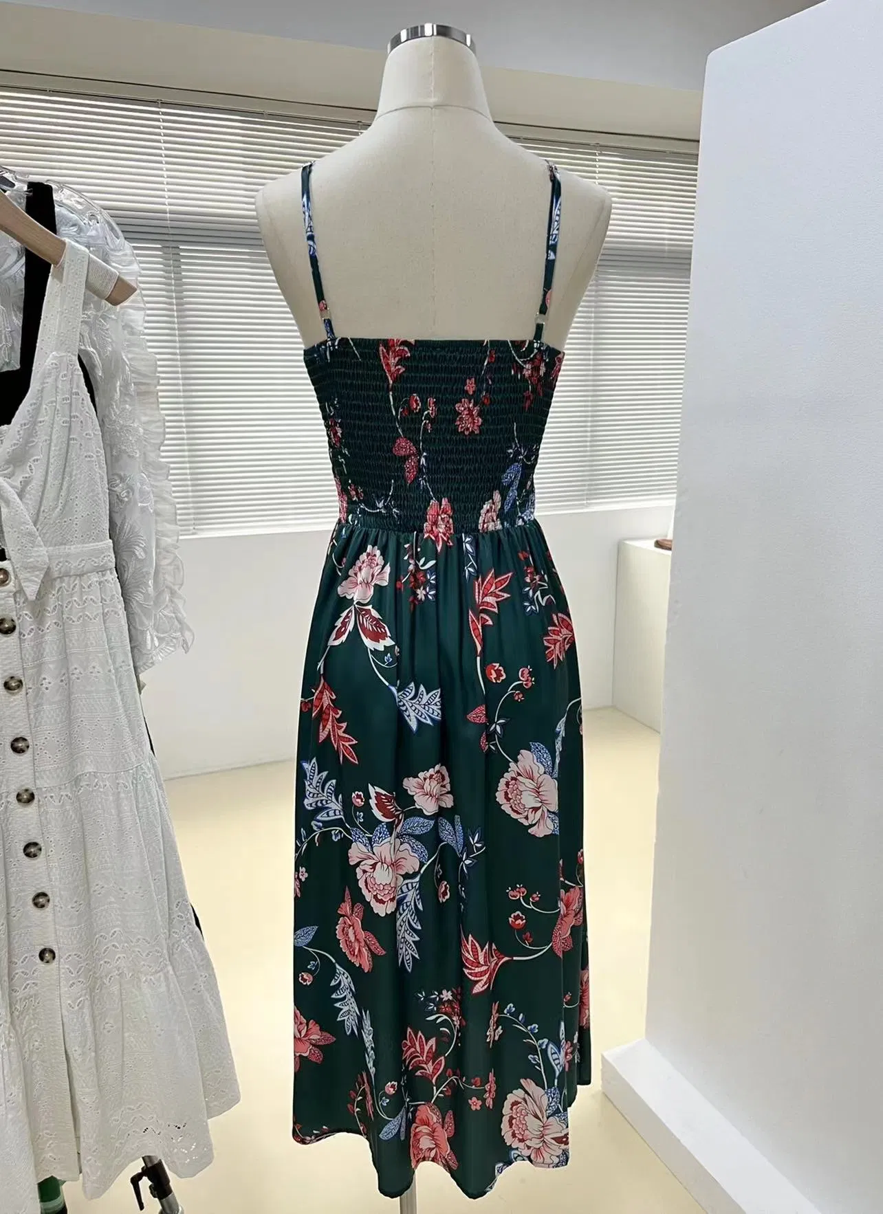 Spring Summer Women Lady Fashion Floral Short Sexy Dress Collection Garment Clothing Custom Clothes Apparel Design Brand Logo Digital Print Wholesales
