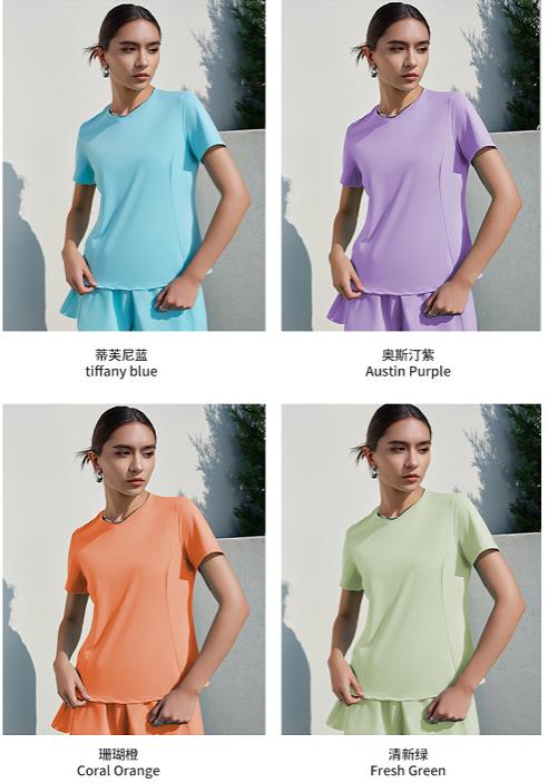 High Quality Breathable Active Stretch Sportswear Women Short Sleeve Gym Yoga T-Shirts Loose Casual Activewear Spandex/Nylon