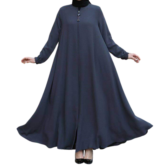 Center Zip High Quality Turkish Style Women's Abaya Breathable One Layer Chiffon Linen Satin Islamic Prayer Dress Comfortable