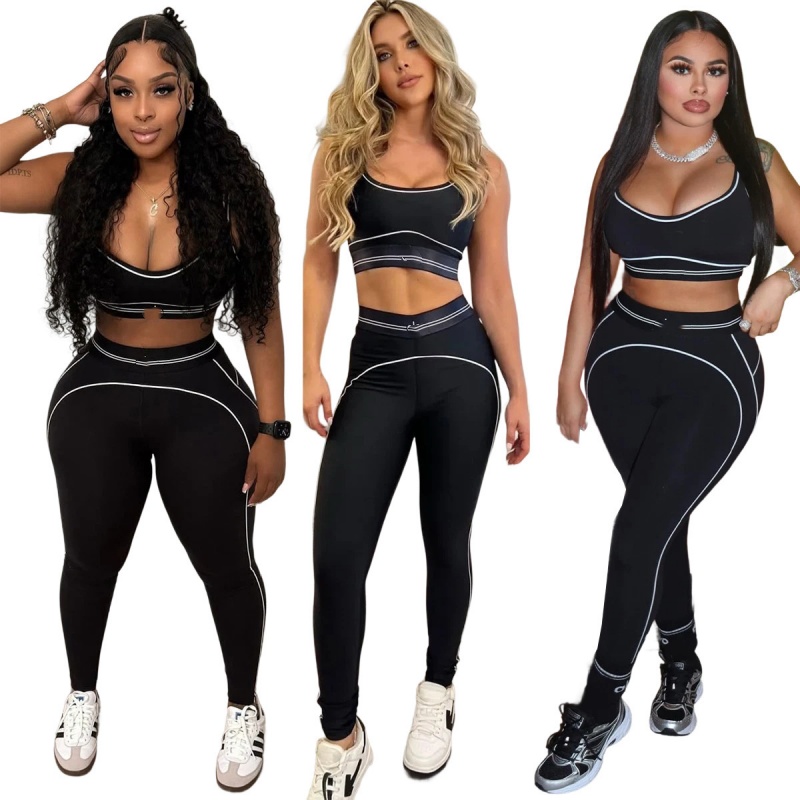 Q6256 Breathable Solid Fashion Sleeveless Sports Vest High Waist Hip Lifting Tummy Control Fitness Yoga Suit 8 Colors in Stock