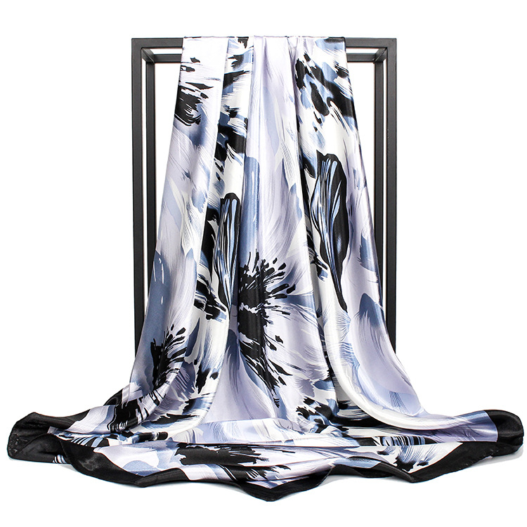 Latest Floral Printed Muslim Hijab for Women Made From Durable Polyester and Satin Material 90x90cm 4 Color Ways