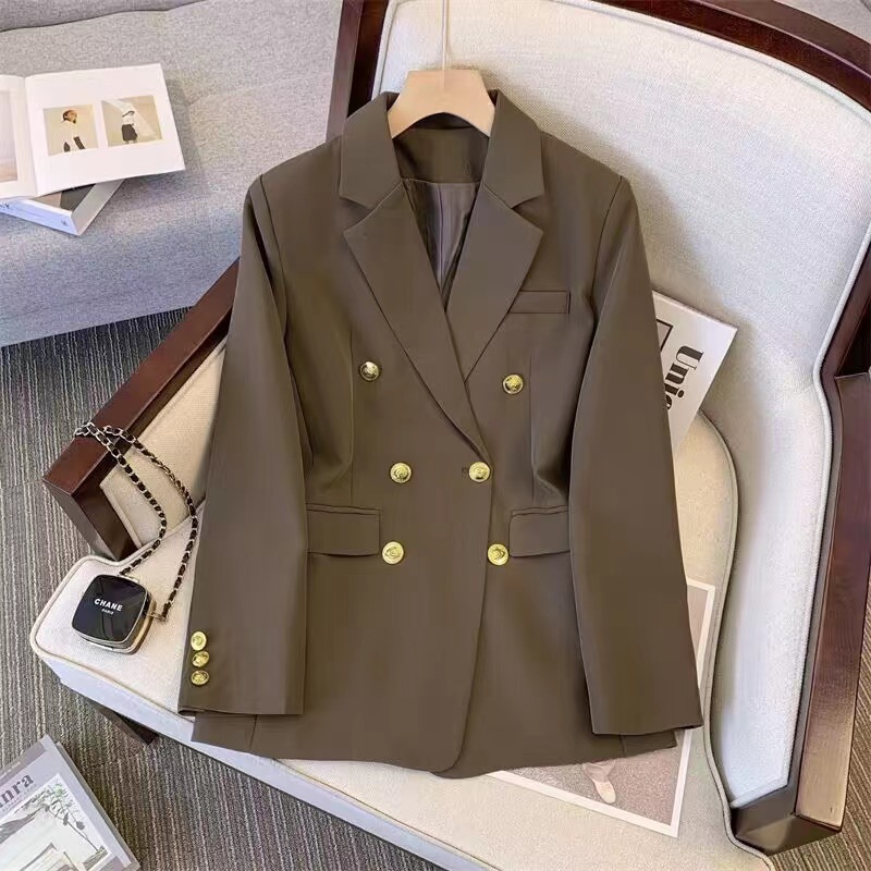 Office Lady Business Trendsetter Breasted Trim Suit Tops Clothes Women's Loose Button Business Casual Coat Female Suit for Women