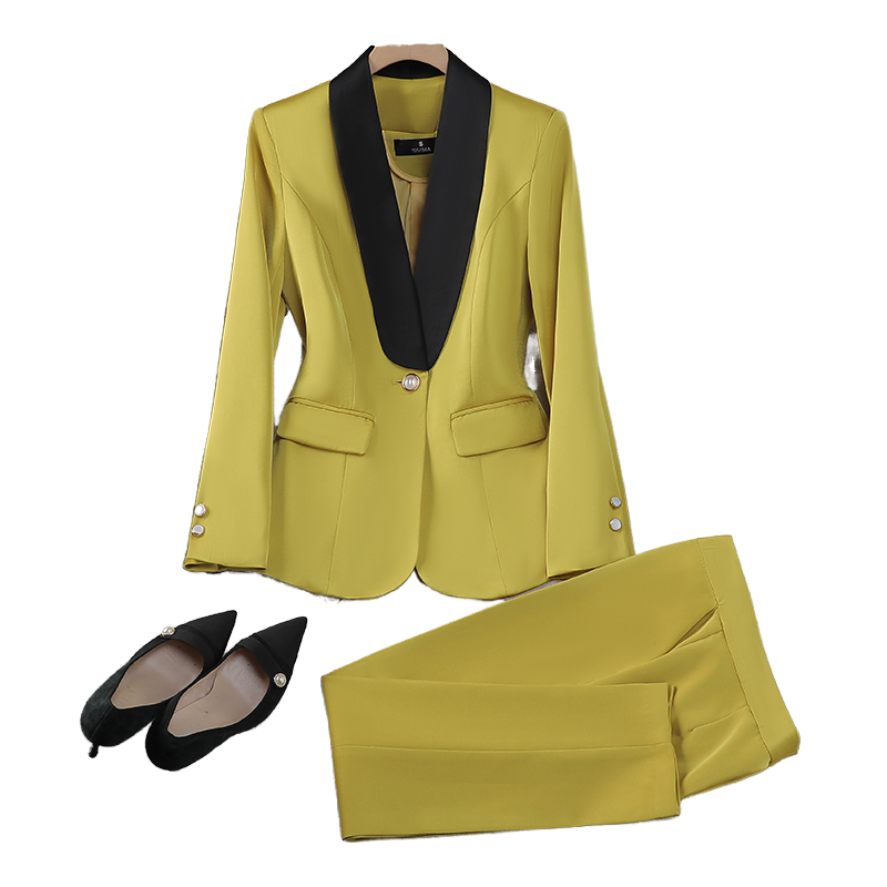 Women's Business Formal Suit Single Breasted Blazer with Woven Fabric XL Size Decoration Ladies' Formal Wear