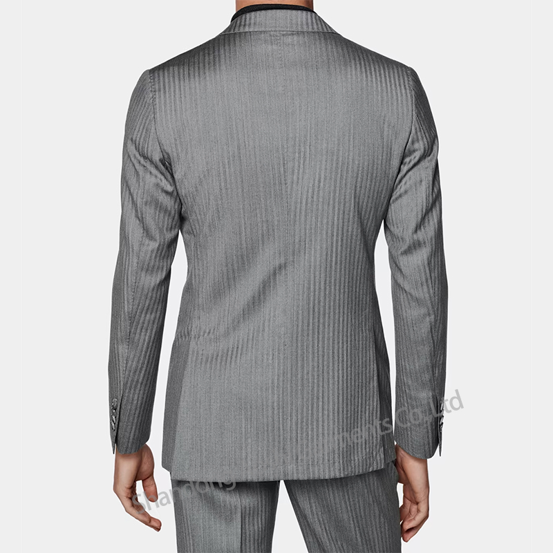 Tailored Men's Hip Lapel Collar Striped Fabric Suit Half Lining Business Casual Apparel