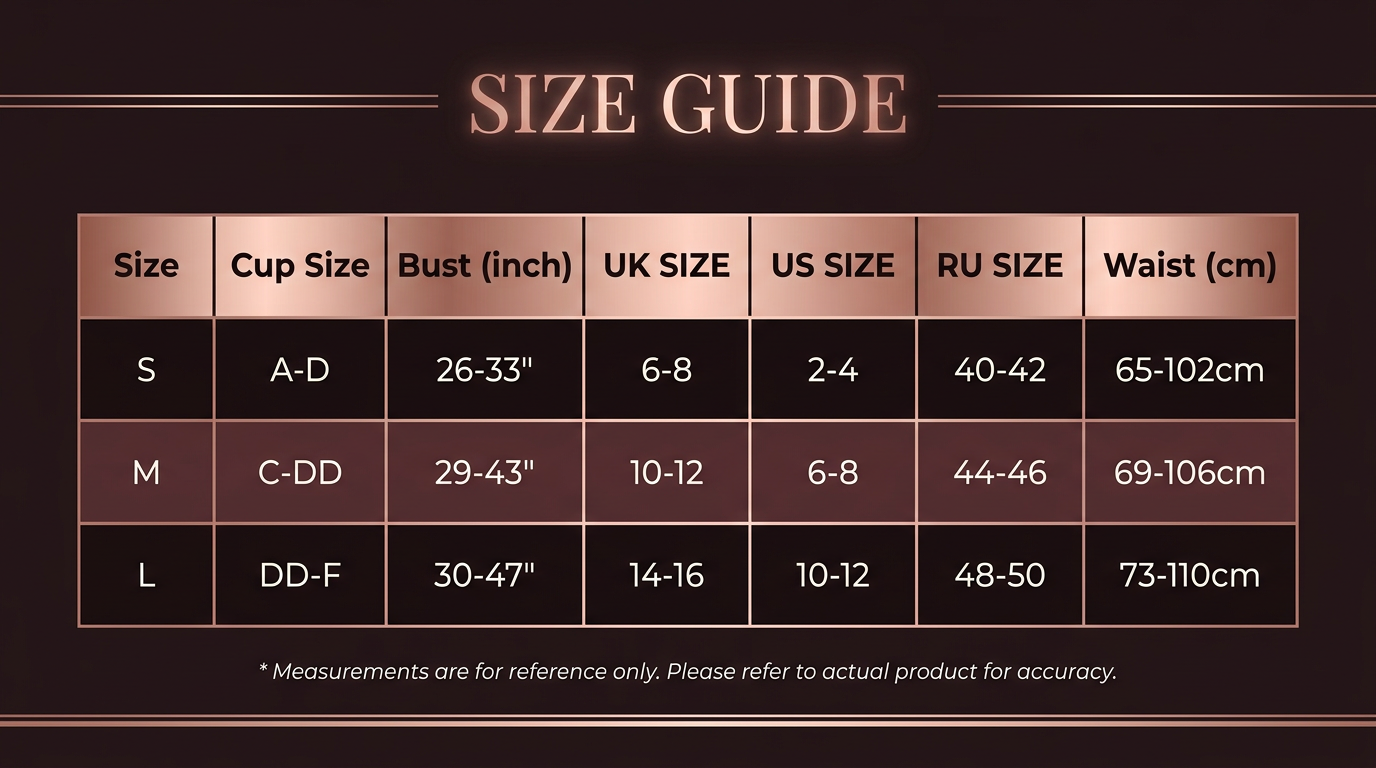 Size Chart for White Floral Lace Mesh Corset Tops