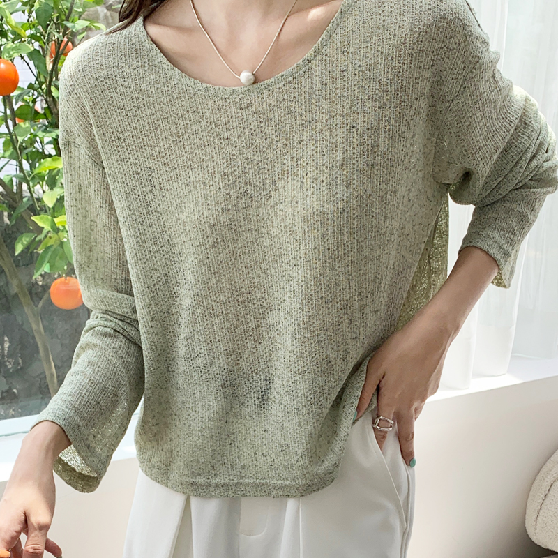 Women Business Casual Crew Neck Minimalist Comfortable Long-Sleeve T-Shirt