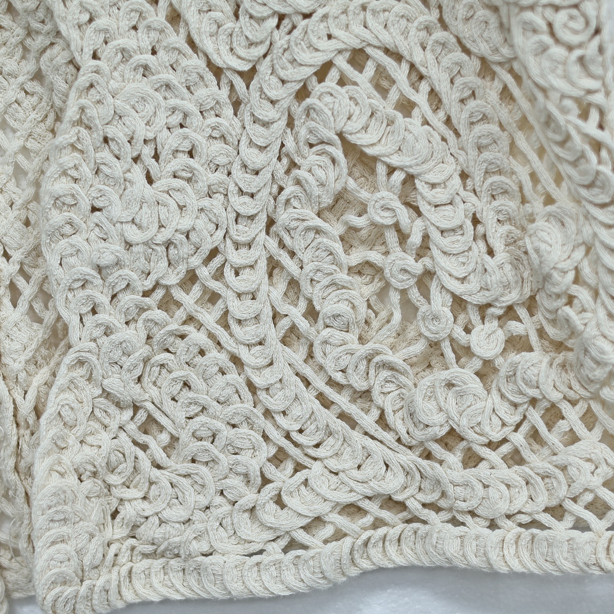 Women Beige Lace Crochet Lightweight Hollow Out Openwork Detail 4
