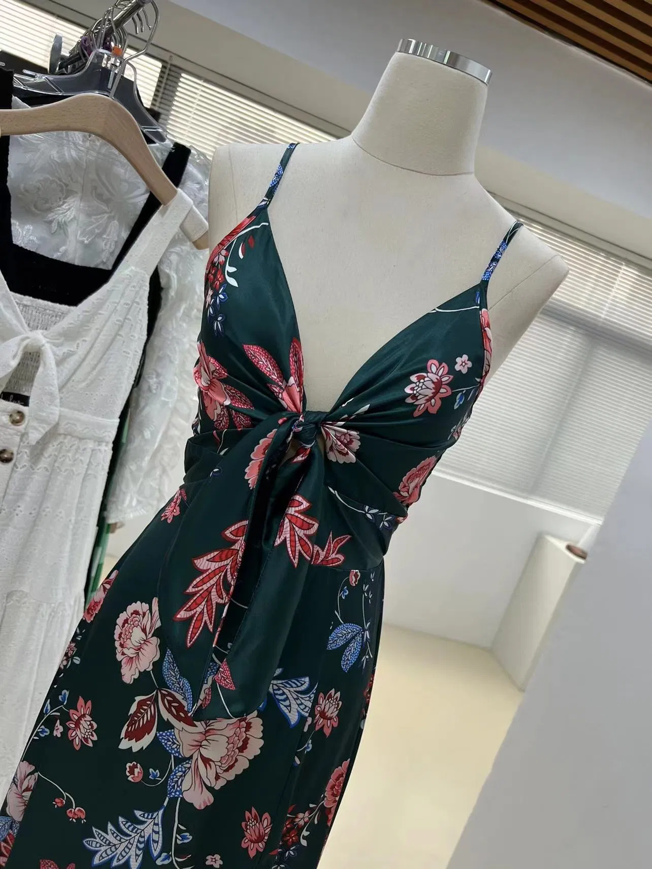 Spring Summer Women Lady Fashion Floral Short Sexy Dress Collection Garment Clothing Custom Clothes Apparel Design Brand Logo Digital Print Wholesales