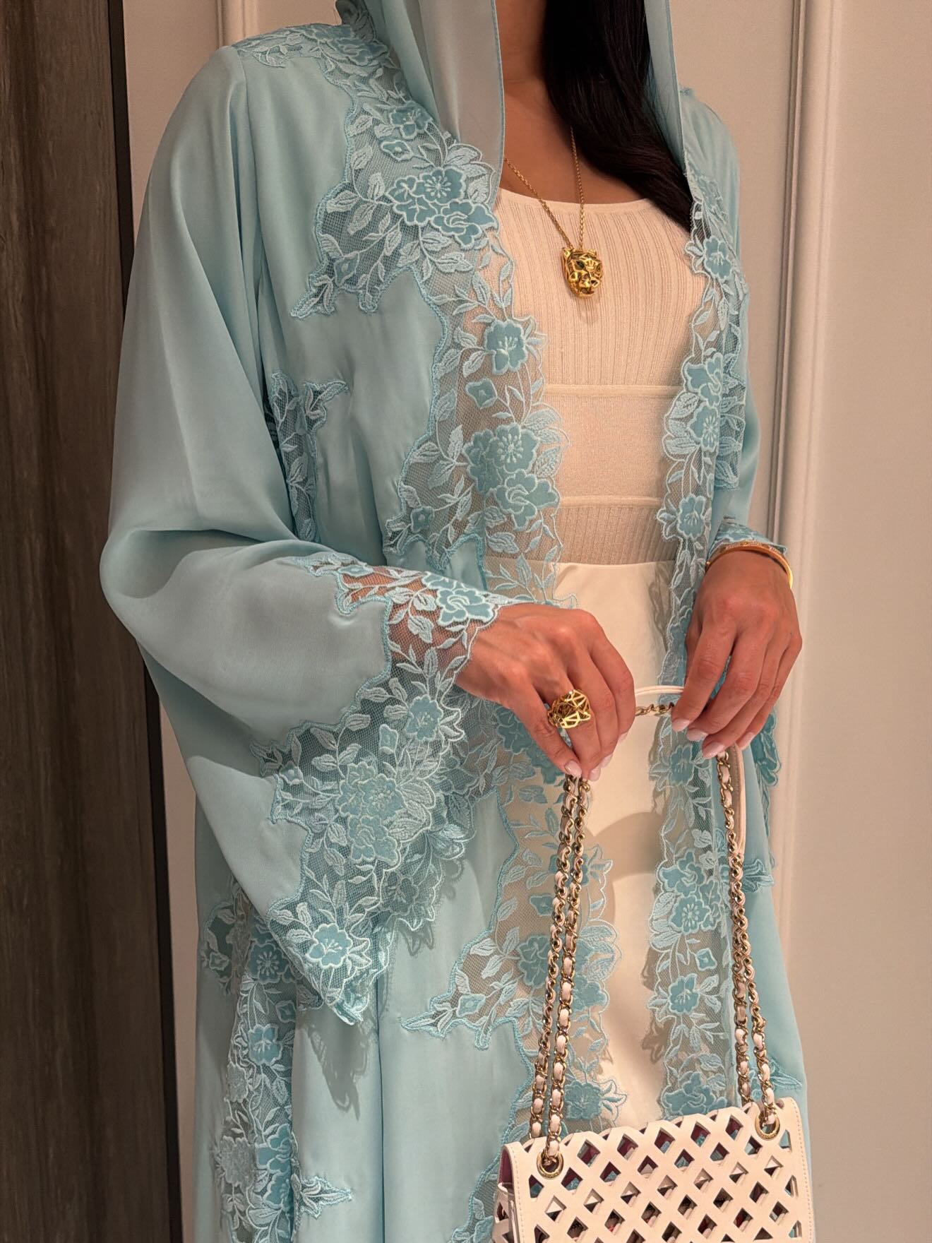 Loriya Custom Delicate Lace Cardigan Style Open Abaya for Muslim Women Dubai Modest Islamic Fashion Outerwear