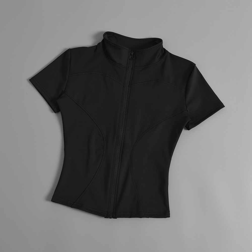 New Summer New Naked Nine Quarter Sleeve Zipper Sweat-Wicking Spandex/Polyester Fitness Women's Riding Outdoor Sports Yoga Top