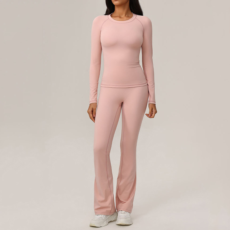 Wholesale Custom logo Long Sleeve Womens Casual Set Yoga Sports Outfits for Women Athleisure Wear Women 2 Pieces Set Pants