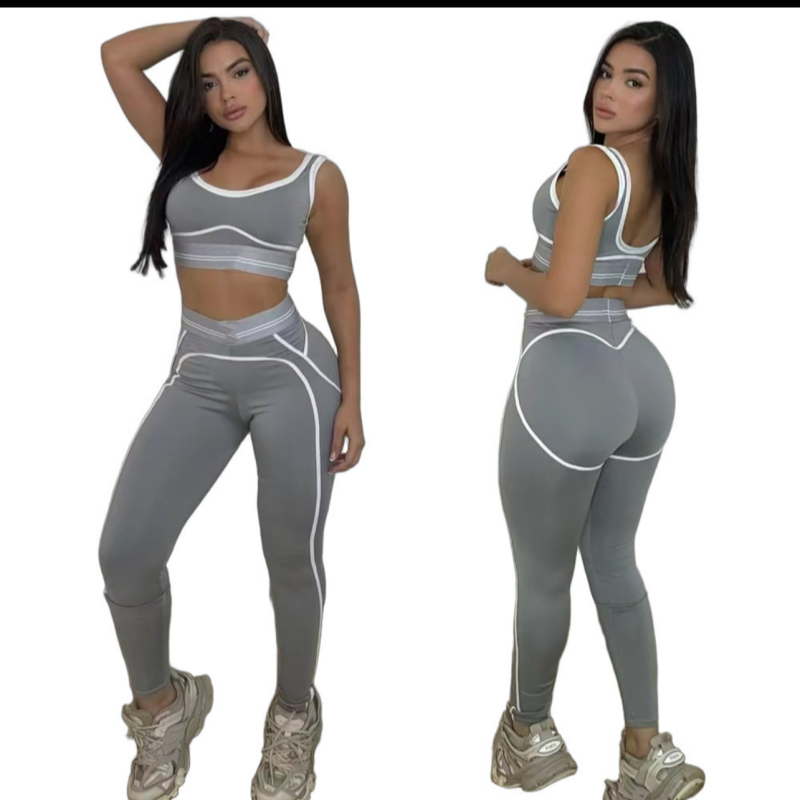 Q6256 Breathable Solid Fashion Sleeveless Sports Vest High Waist Hip Lifting Tummy Control Fitness Yoga Suit 8 Colors in Stock