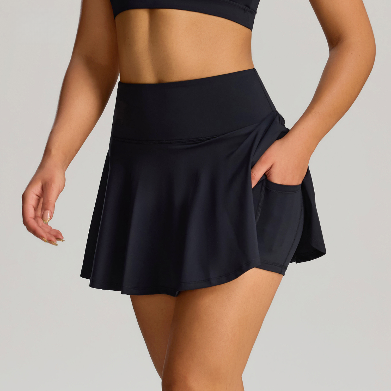 Women's Summer Tennis Skirt Set Two-piece Sportswear Pockets Front Logo Moisture Wicking Quick Dry for Outdoor Badminton Fitness