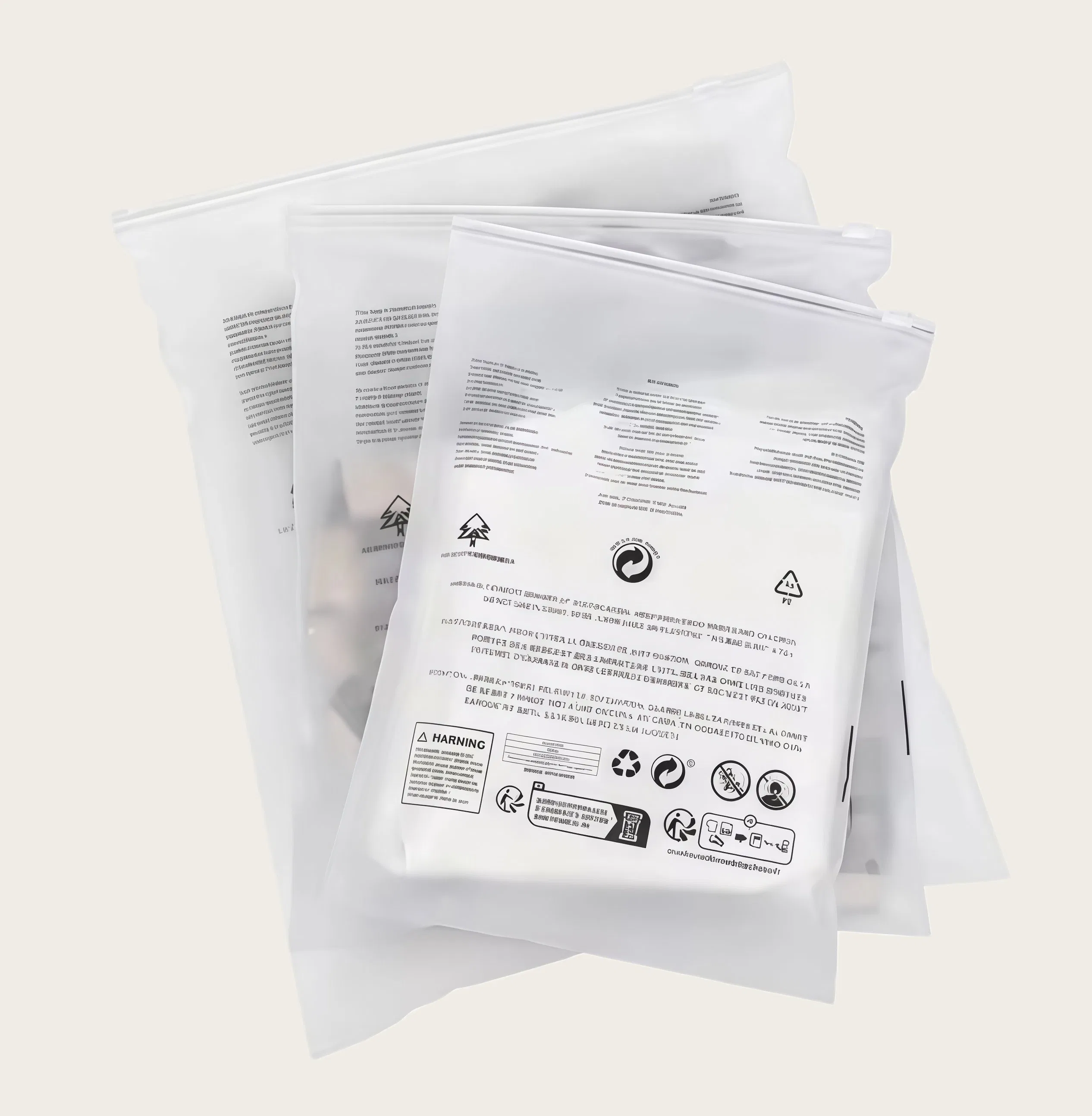 Recyclable Matte Frosted CPE Plastic Clothing Packaging Bag Sustainable Zipper Clothing Bags Custom Logo for Apparel Packing