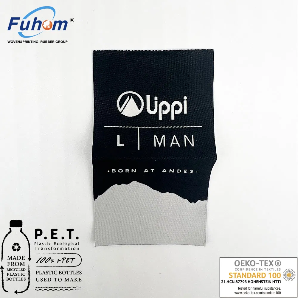 RPET Sustainable Woven Labels for Environmental-Friendly Brands Apparel