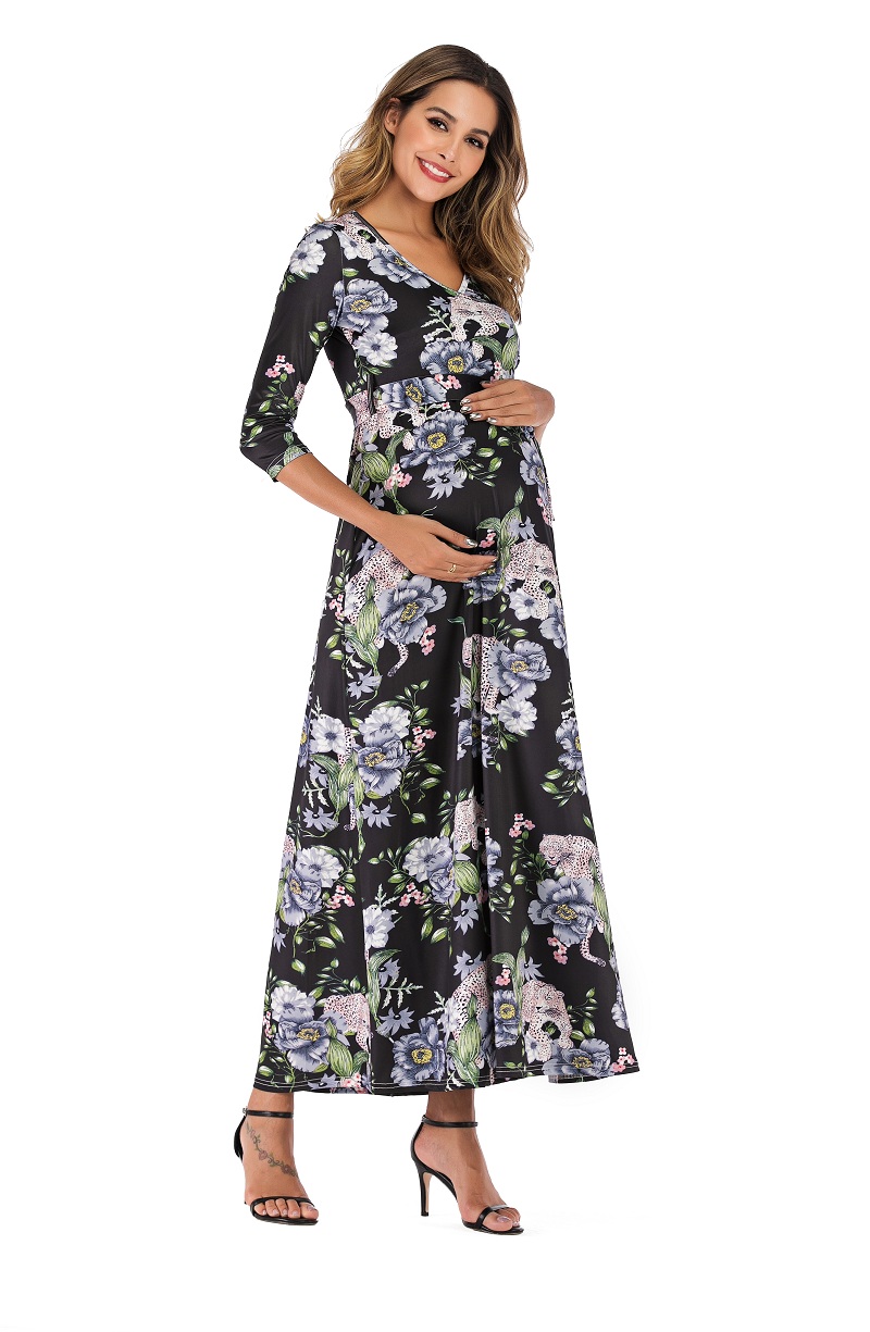 Womens Customized Printed Maternity Nursing Shirtdress Maternity Clothing