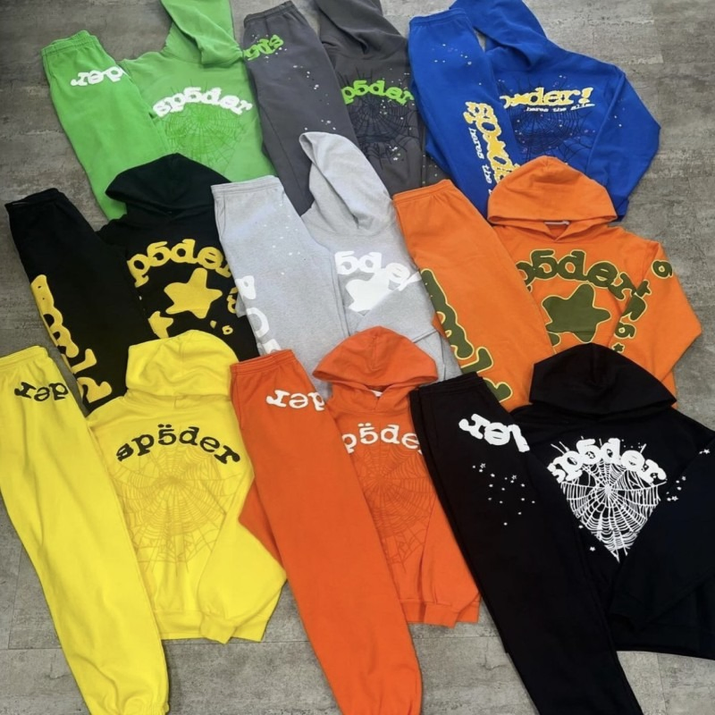 Wholesale 1688 Brand Clothing Distributors Spider Hoodie 555 Custom 3D Logo Puff Print Streetwear Hoodie Vvs Cotton Hoodies Apparel