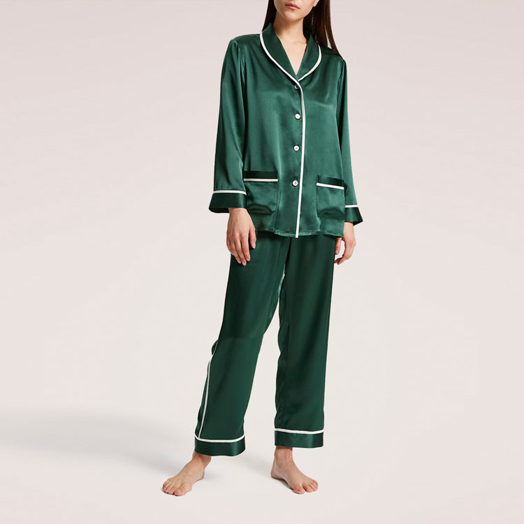 Fashion Ladies Sleepwear Women's Clothes Customized Nightgown Casual Long Sleeve Satin Pajama for Women Sets