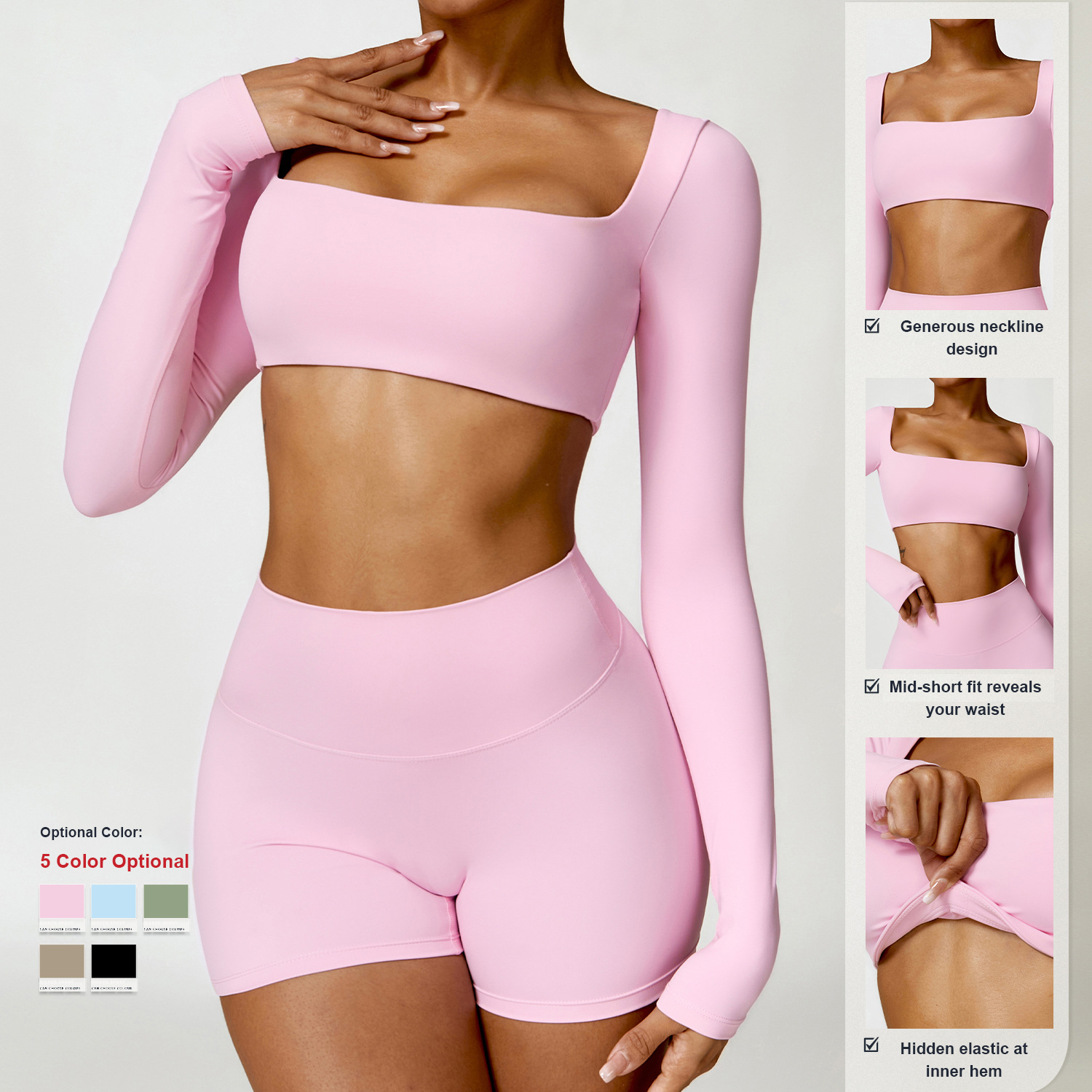 Hot Sale High Quality Sports Bra High Waist Leggings Suit Long Sleeve Workout Wear Gym Sportswear Women Fitness Clothes Yoga Set