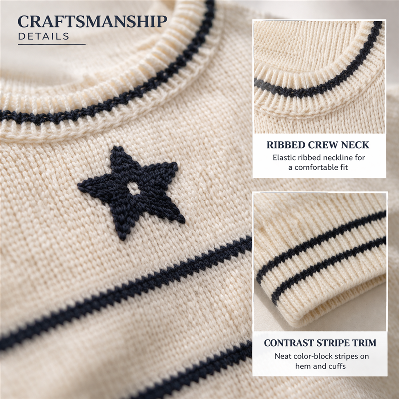 Women Knit Top Short Sleeve Sweater Summer Knitwear Casual Star Pattern Pullover OEM Manufacturer