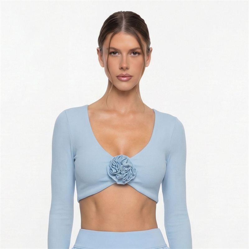 Women's Lightweight Gym Sports Shirt Deep V Floral Athleisure Activewear Long Sleeve Yoga Tops Plus Sizes New Release-Recyclable