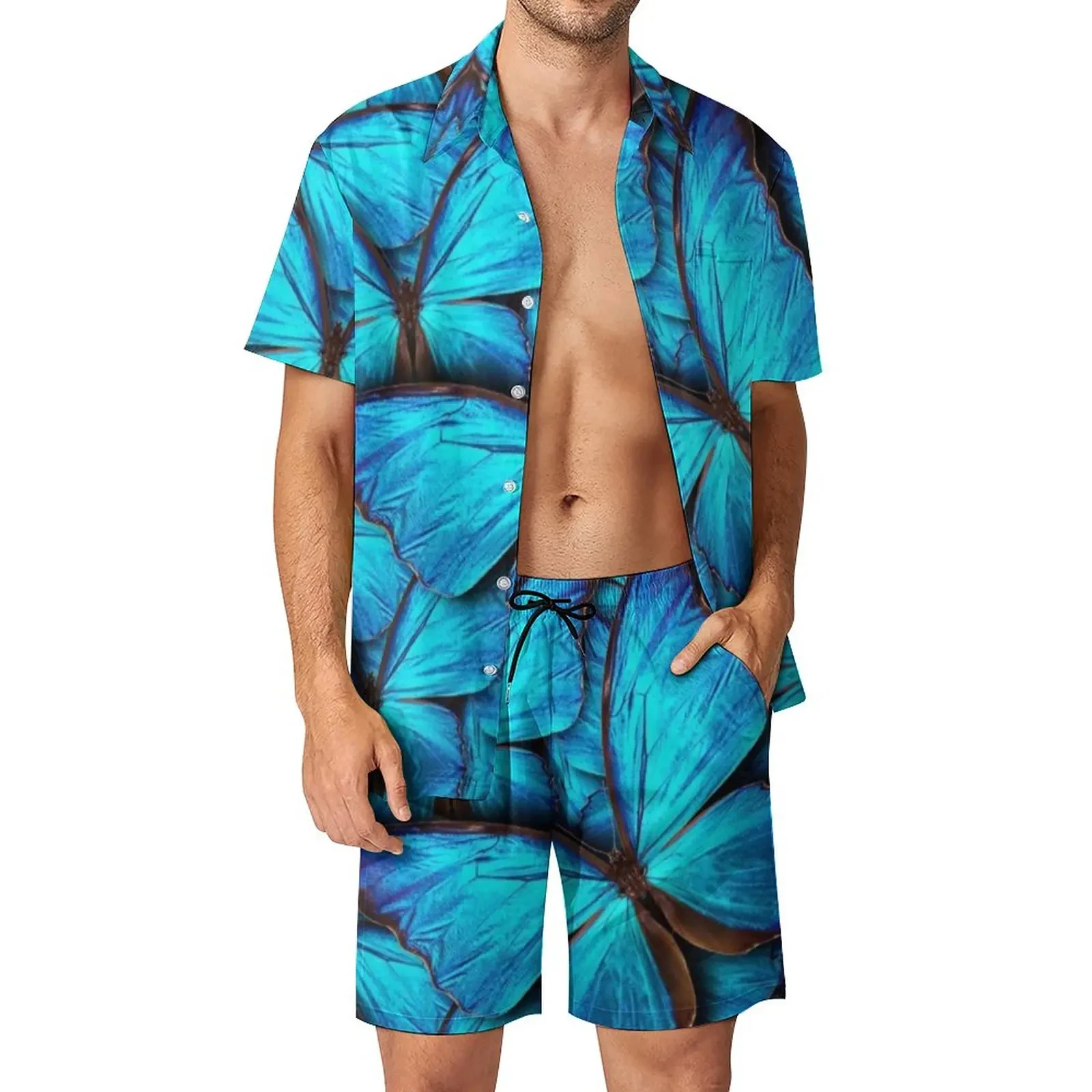 Beachwear Outfit Lightweight Resort Wear Apparel Fashion Resort Set Tropical Print Shirt and Shorts Vacation Ready Beach Outfit
