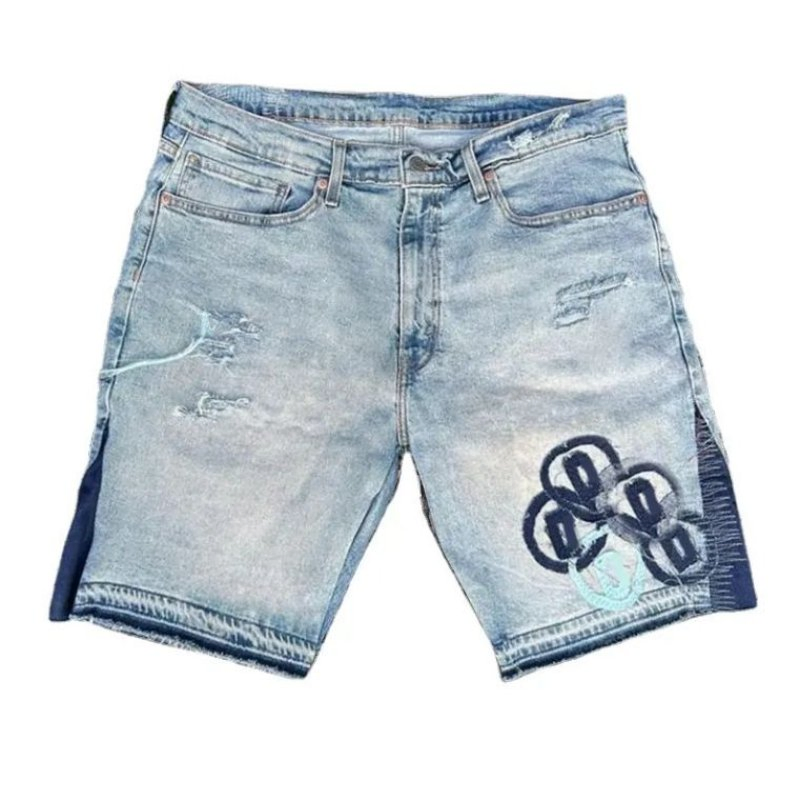Apparel Manufacturer High Quality Acid Washed Black Distressed Denim Shorts Custom Embroidered Logo Breathable Streetwear Jorts