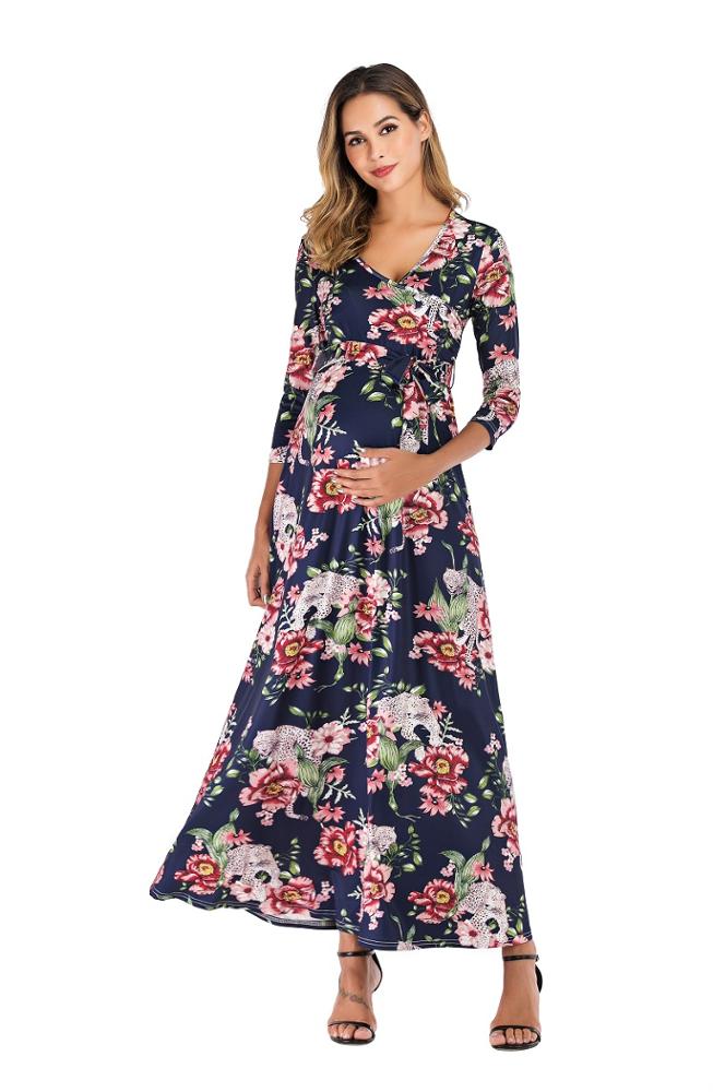 Womens Customized Printed Maternity Nursing Shirtdress Maternity Clothing