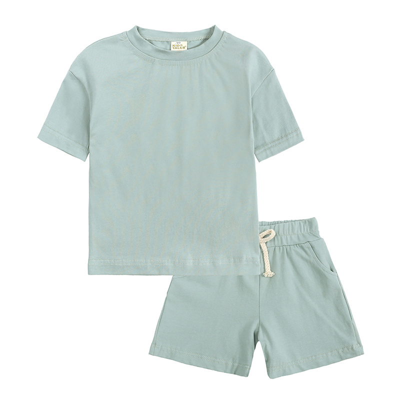 Hot Sale Kids Wear Toddler Unisex Summer Kids Wear Fashion Cotton Casual Crewneck Short Sleeve T Shirt Shorts Boys Tracksuits Children's Apparel
