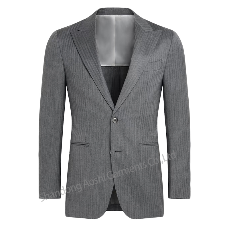 Tailored Men's Hip Lapel Collar Striped Fabric Suit Half Lining Business Casual Apparel