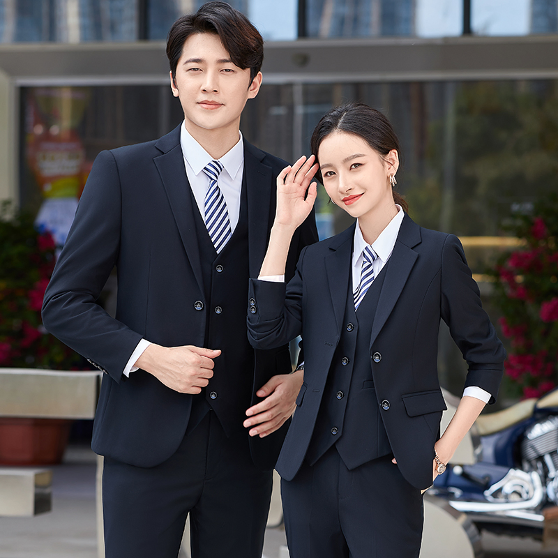 Men Career Serge Formal Slim Apparel Clothing Jacket Waistcoat Trousers Business Suit