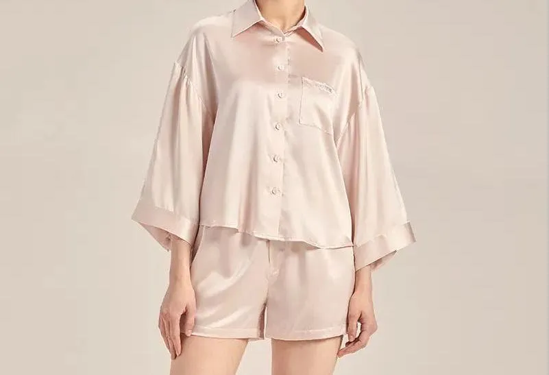 Customized 100% Silk Stain Pajamas Silk Sleepshirt Fashion Garment Apparel