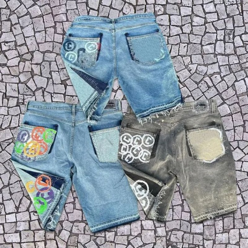 Apparel Manufacturer High Quality Acid Washed Black Distressed Denim Shorts Custom Embroidered Logo Breathable Streetwear Jorts