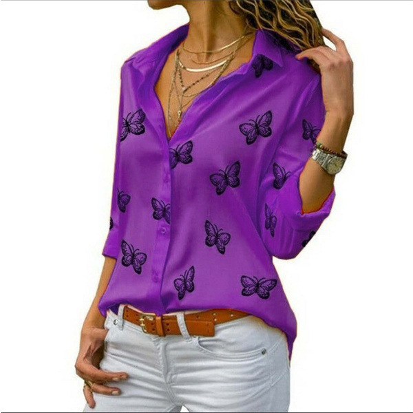 Women's Slim Fit Casual Long Sleeve Chiffon Blouse Color Options