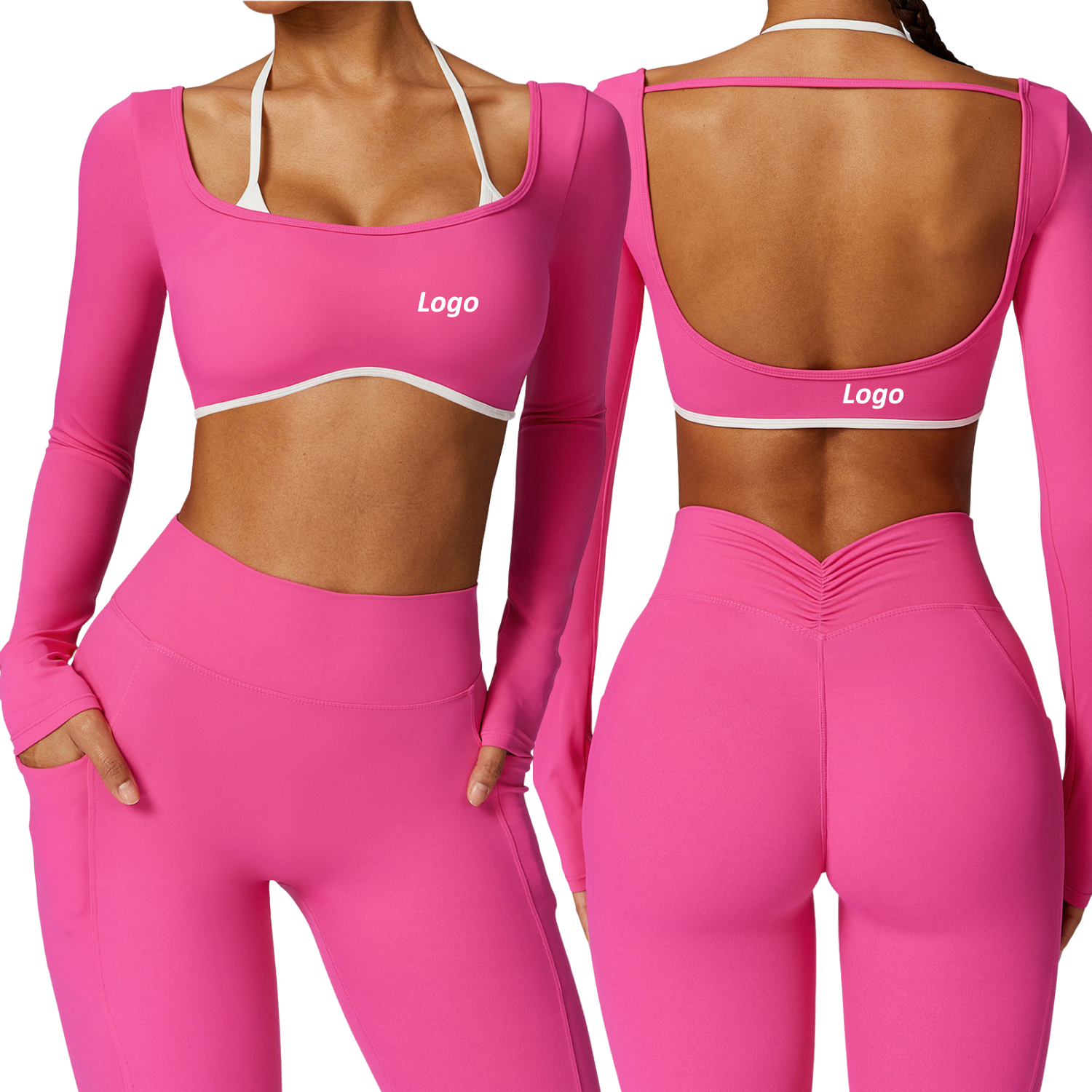 Custom Logo Women's Gym Crop Top Sexy Open Back Yoga Sports Outfit Lightweight Breathable Workout Clothing