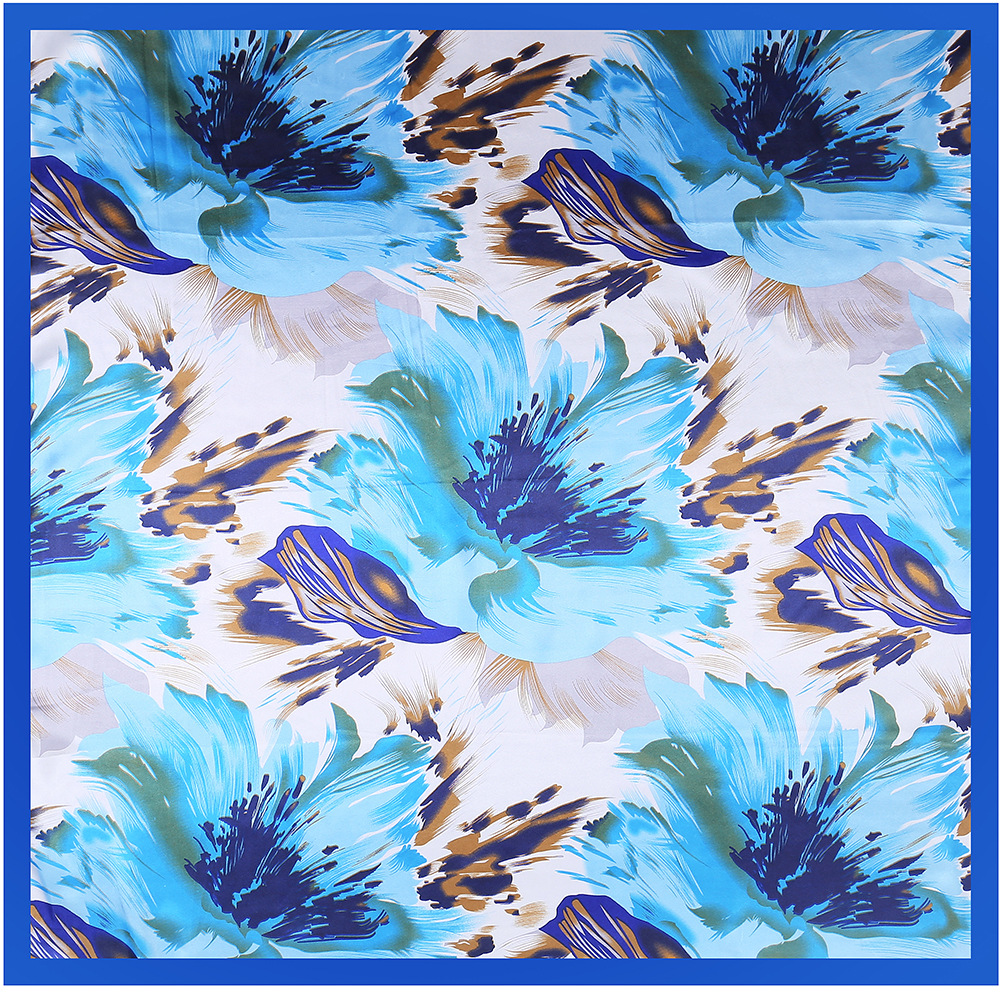 Latest Floral Printed Muslim Hijab for Women Made From Durable Polyester and Satin Material 90x90cm 4 Color Ways