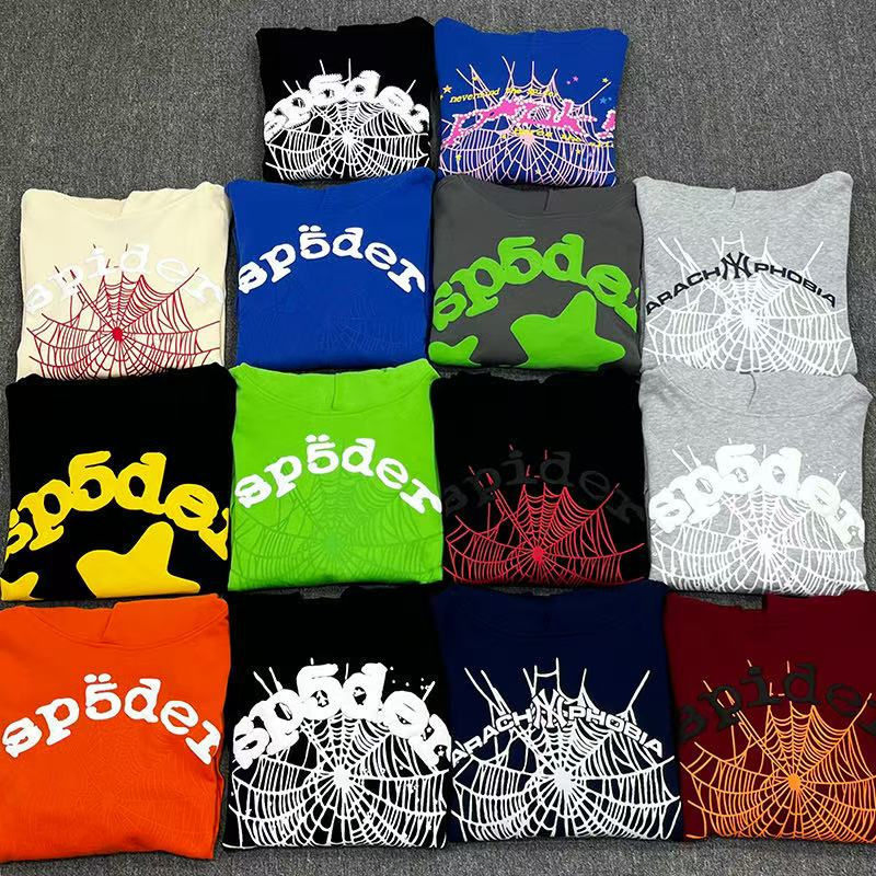 Wholesale 1688 Brand Spider Hoodie 555 Custom 3D Logo Puff Print Vvs Cotton Heavyweight Streetwear Hoodies Apparel for Distributors