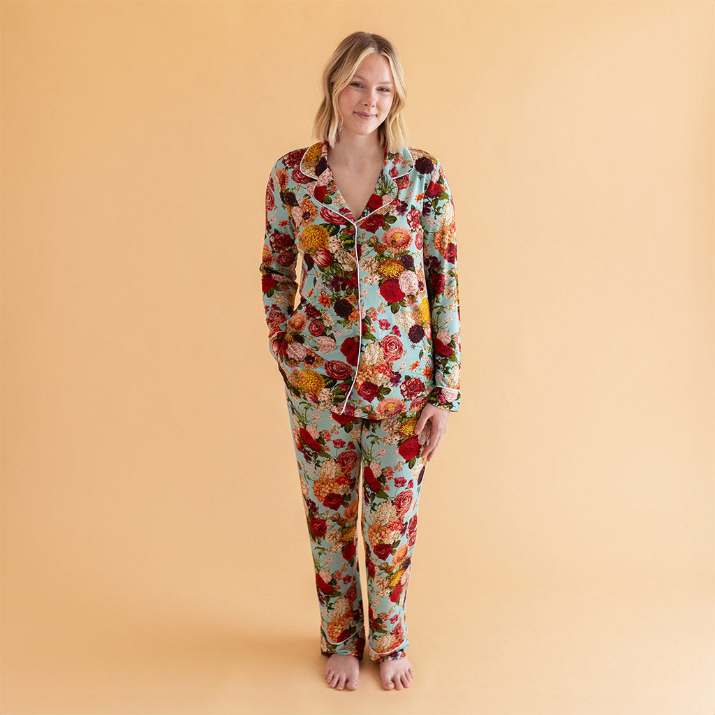 Pajamas, Bamboo Home Clothes, Women's Casual Floral Printed Women's Full Sleeved Pajamas, Sleepwear