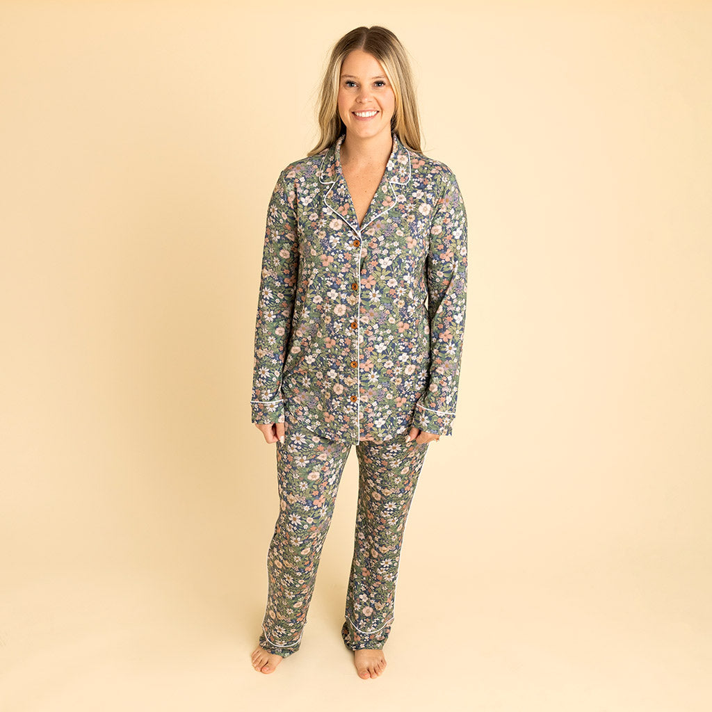 Pajamas, Bamboo Home Clothes, Women's Casual Floral Printed Women's Full Sleeved Pajamas, Sleepwear