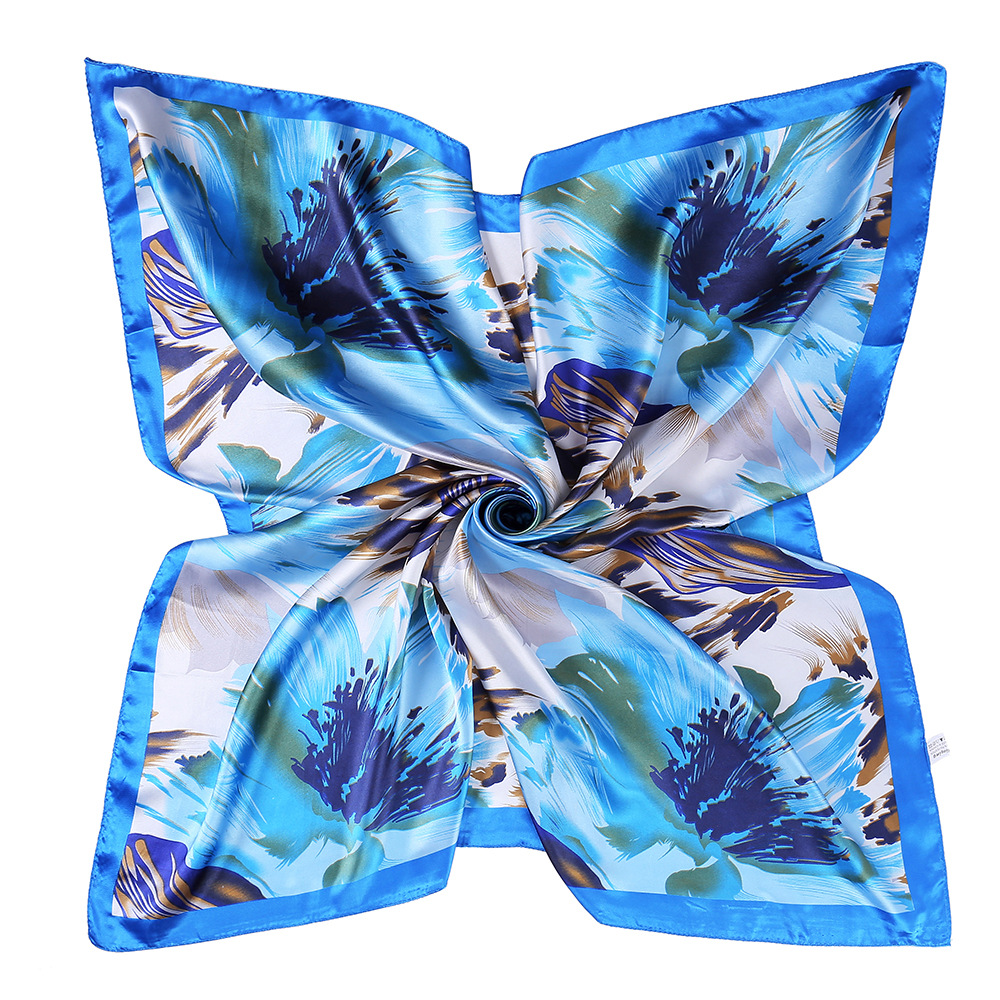 Latest Floral Printed Muslim Hijab for Women Made From Durable Polyester and Satin Material 90x90cm 4 Color Ways