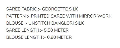DESIGNER GEORGETTE PRINTED MIRROR WORK SAREE WITH UNSTITCHED BLOUSE YELLOW 70767