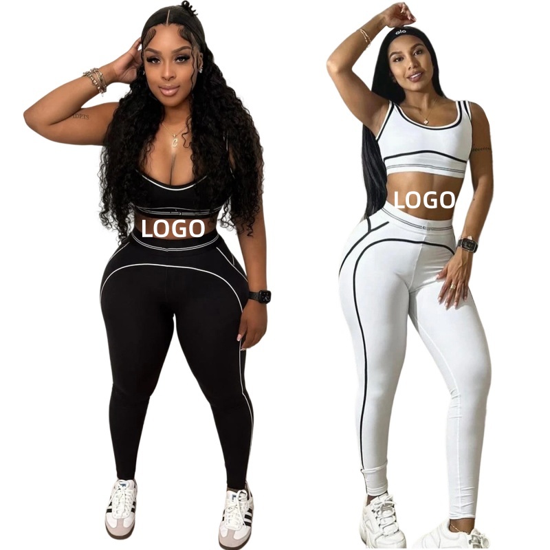Q6256 Breathable Solid Fashion Sleeveless Sports Vest High Waist Hip Lifting Tummy Control Fitness Yoga Suit 8 Colors in Stock