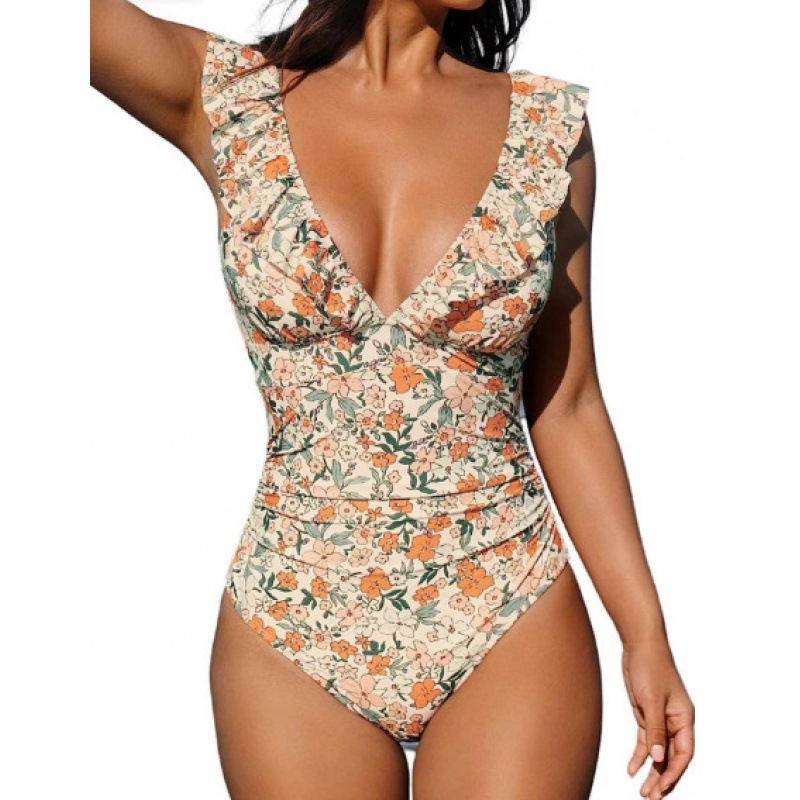 Elegant Open Back Women's Sexy Summer Beachwear One-Piece Digital Print Regular Fit Quick Dry Spandex/Polyester Simple Vacation