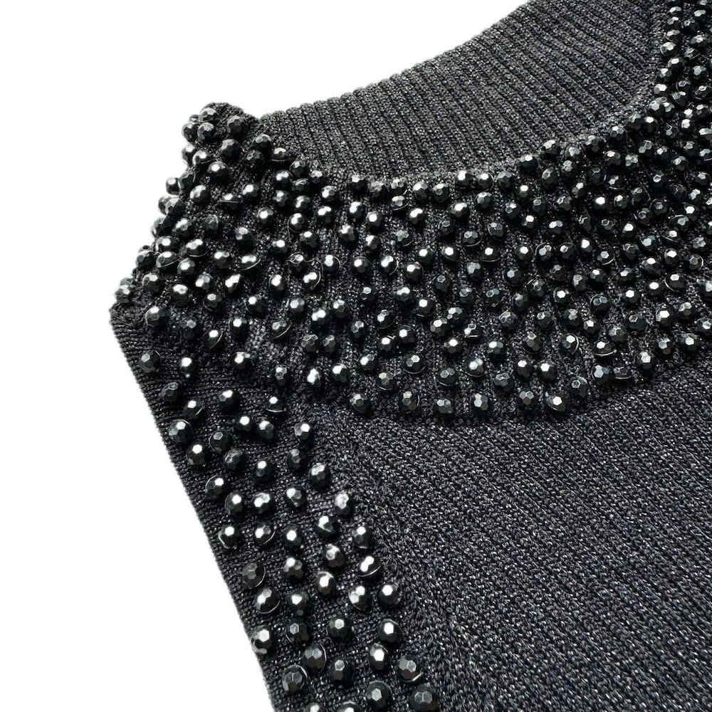 Women's Casual Knitwear Sweater Ice Filigree Yarn Wide Neck Hem Beading Vest Print Pattern Decoration Apparel