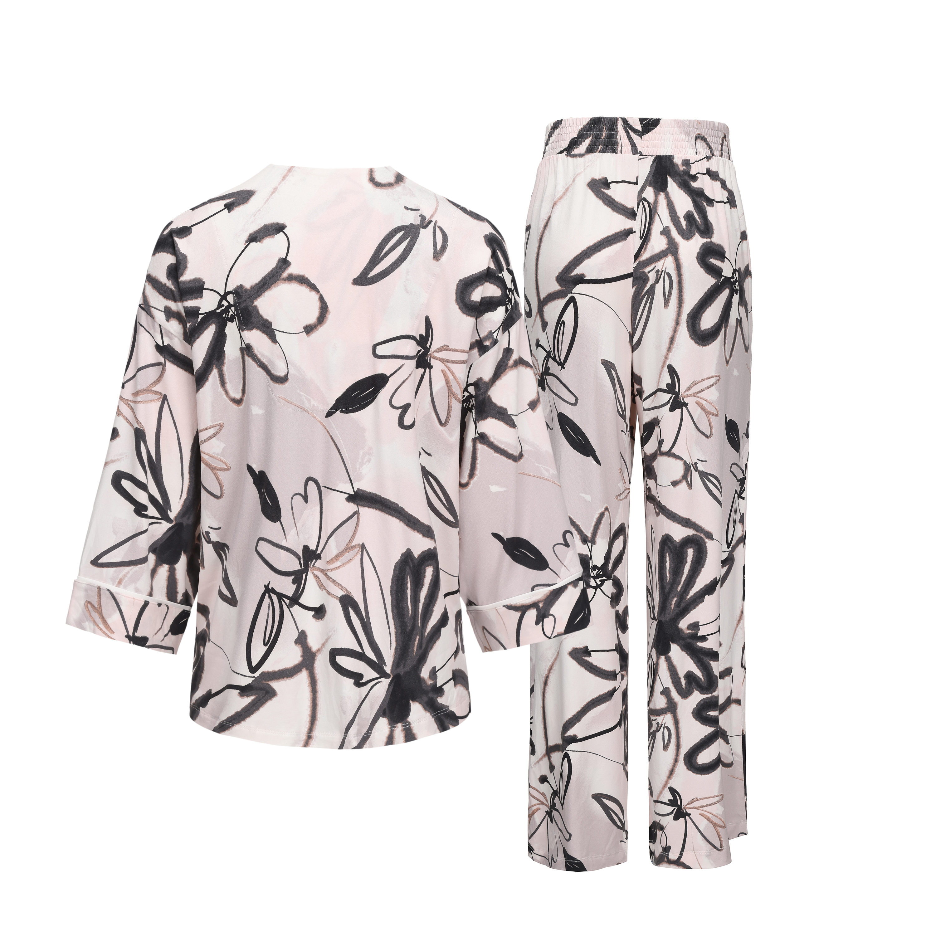 Breathable Lounge Wear Sets Long Sleeve Women Sleepwear Print Loose Pajamas Set